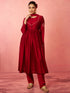 Women's Maroon Silk Anarkali Kurta Set